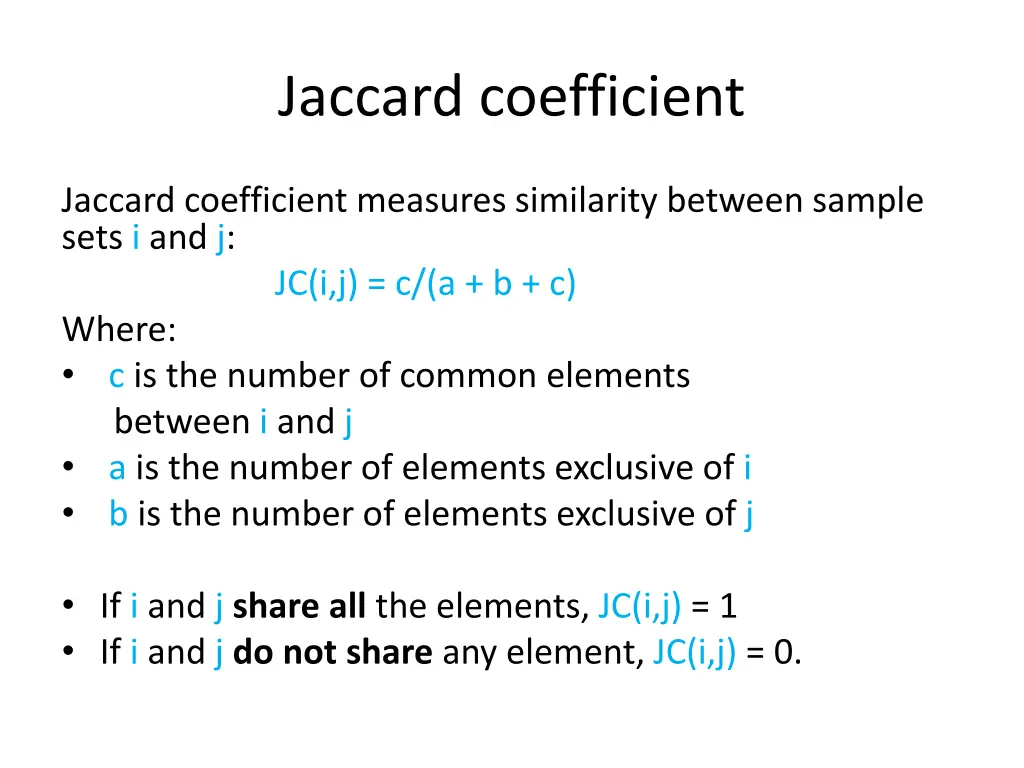 jaccard coefficient