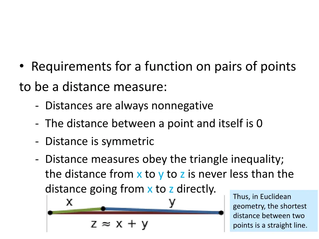 requirements for a function on pairs of points