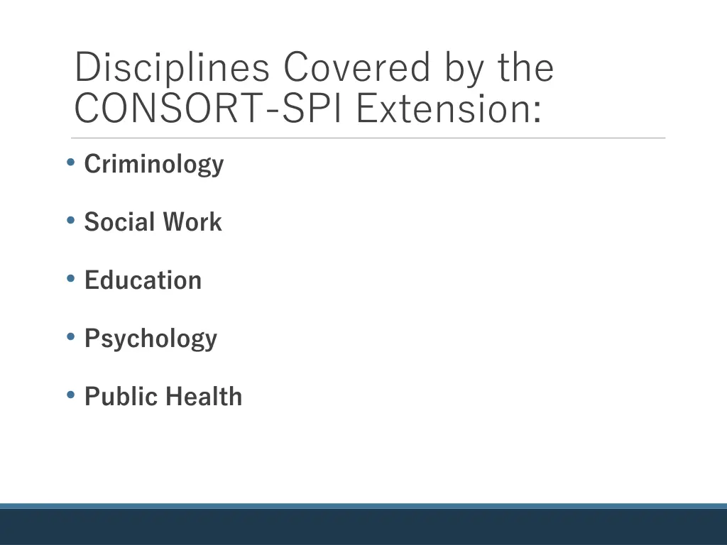 disciplines covered by the consort spi extension
