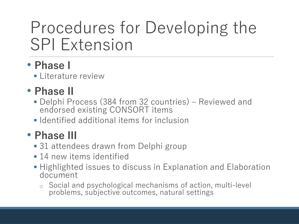 procedures for developing the spi extension phase