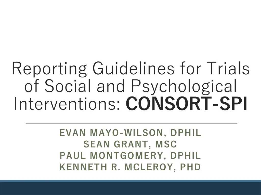 reporting guidelines for trials of social