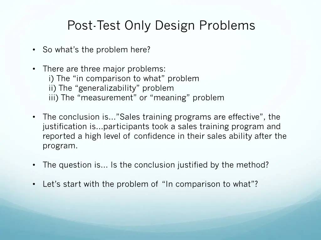 post test only design problems