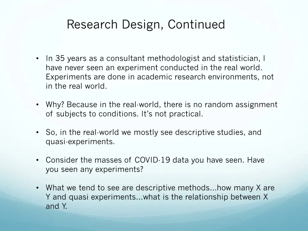 research design continued