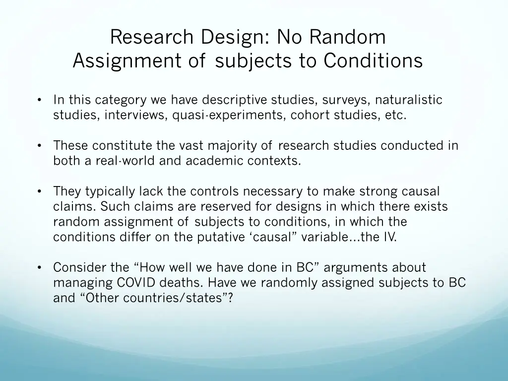 research design no random assignment of subjects