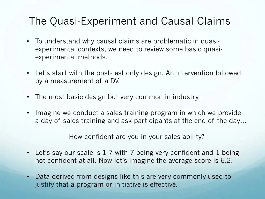 the quasi experiment and causal claims