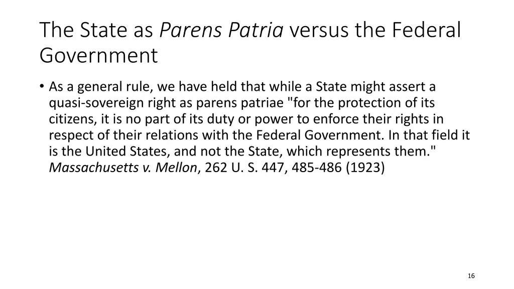 the state as parens patria versus the federal