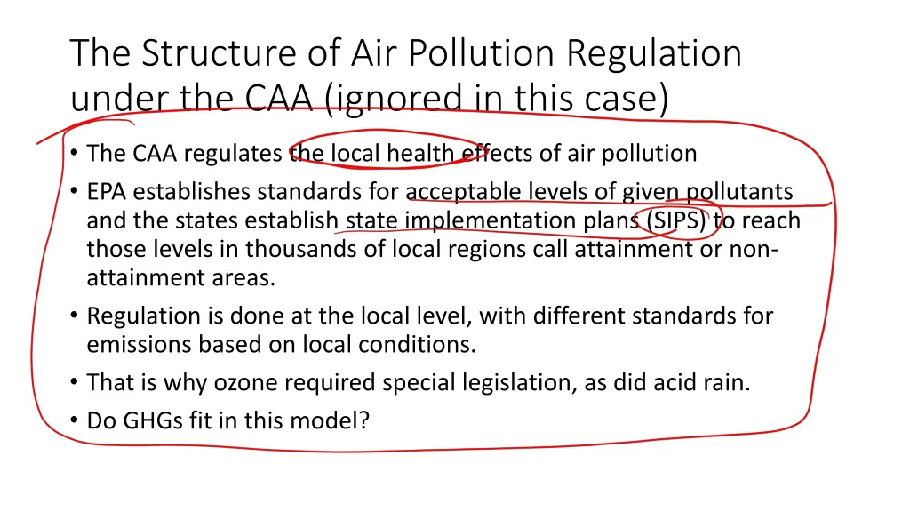 the structure of air pollution regulation under