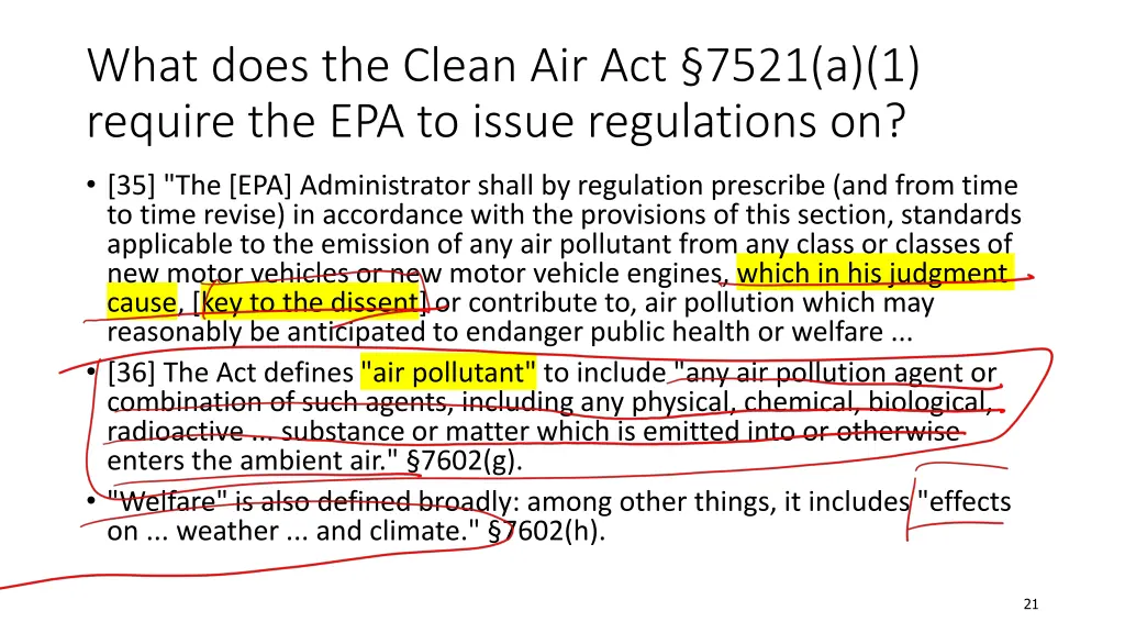 what does the clean air act 7521 a 1 require