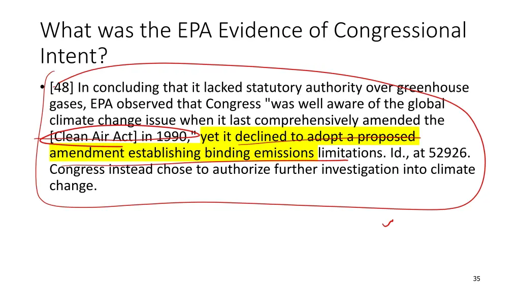 what was the epa evidence of congressional intent