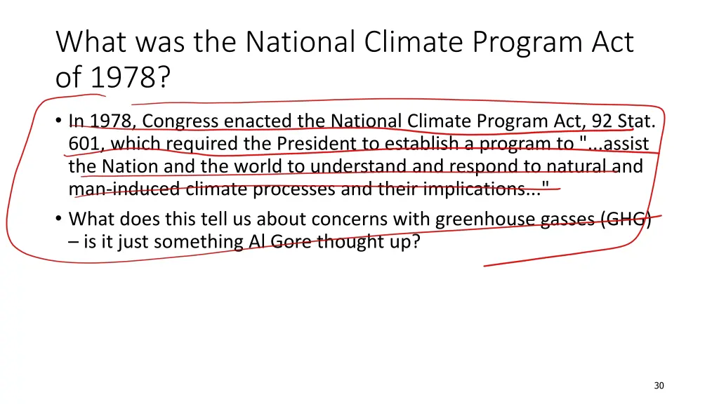 what was the national climate program act of 1978