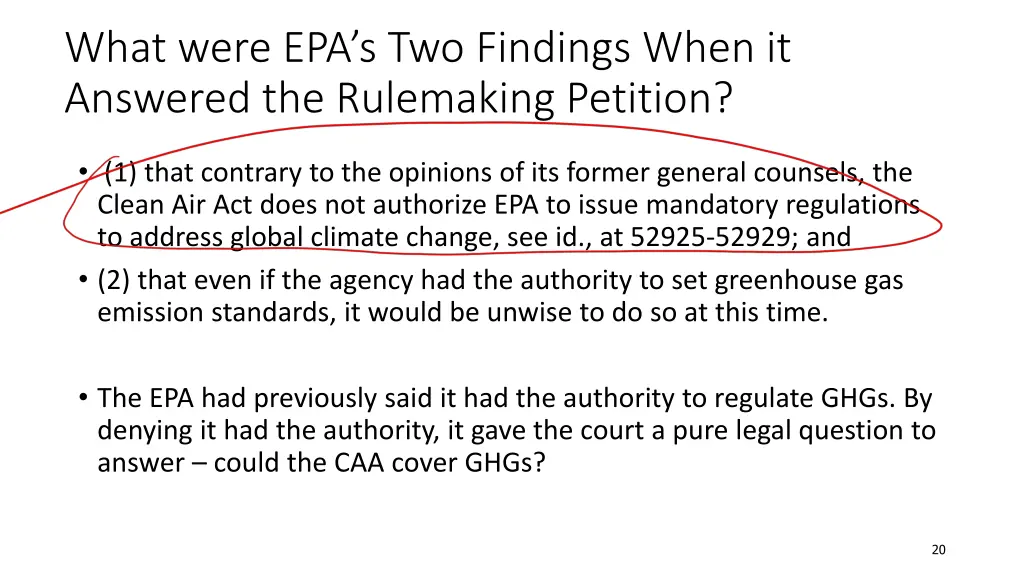 what were epa s two findings when it answered