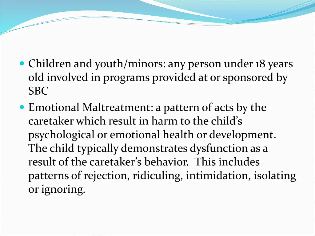 children and youth minors any person under