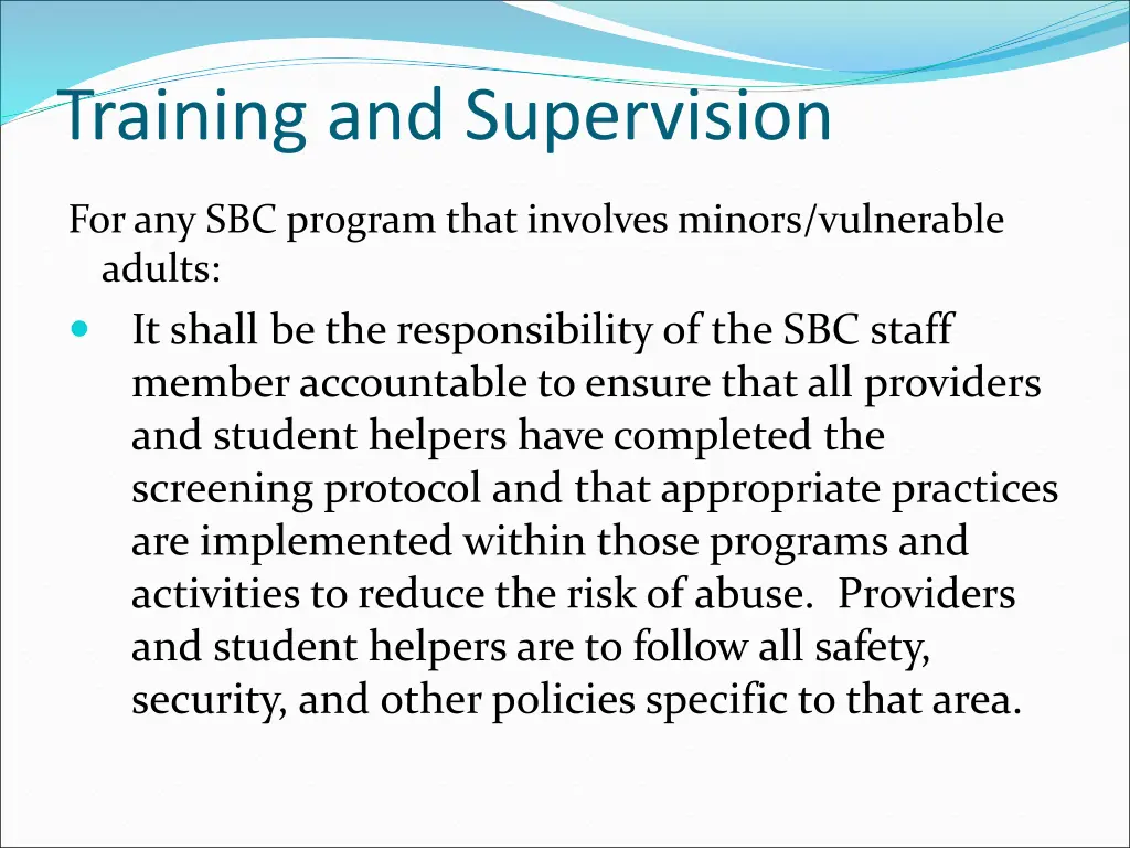 training and supervision