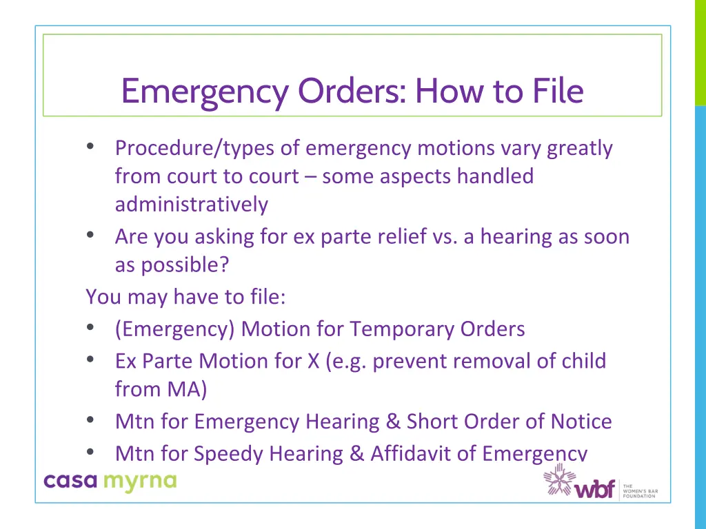 emergency orders how to file