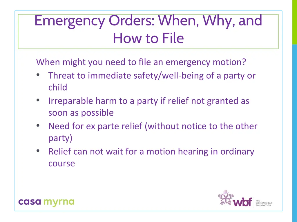 emergency orders when why and how to file
