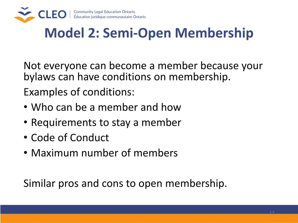 model 2 semi open membership