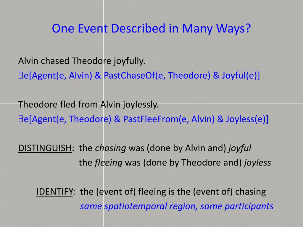 one event described in many ways