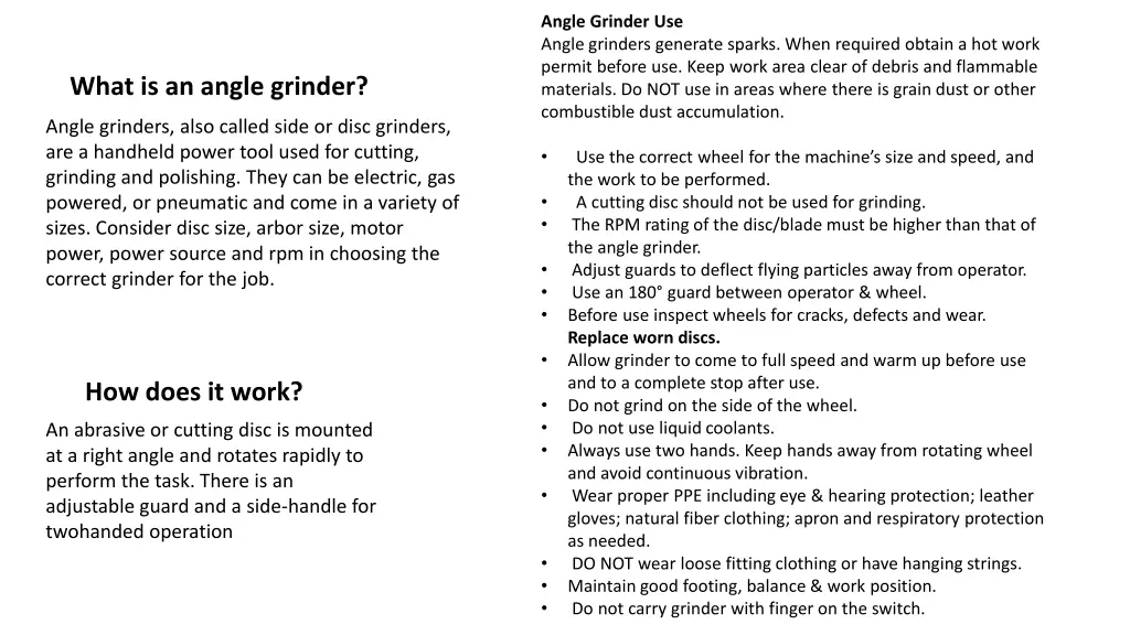 angle grinder use angle grinders generate sparks