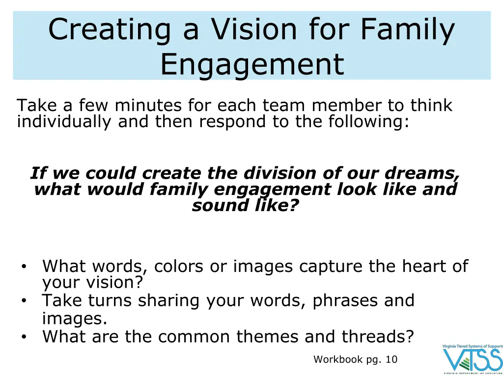 creating a vision for family engagement 1