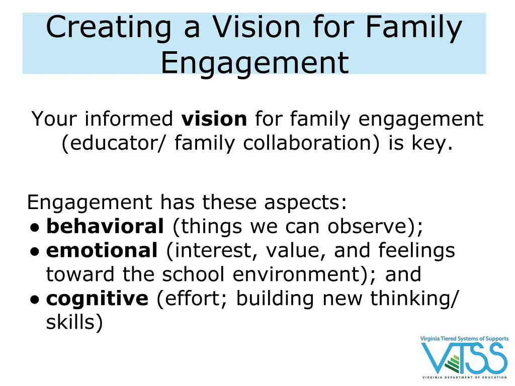 creating a vision for family engagement