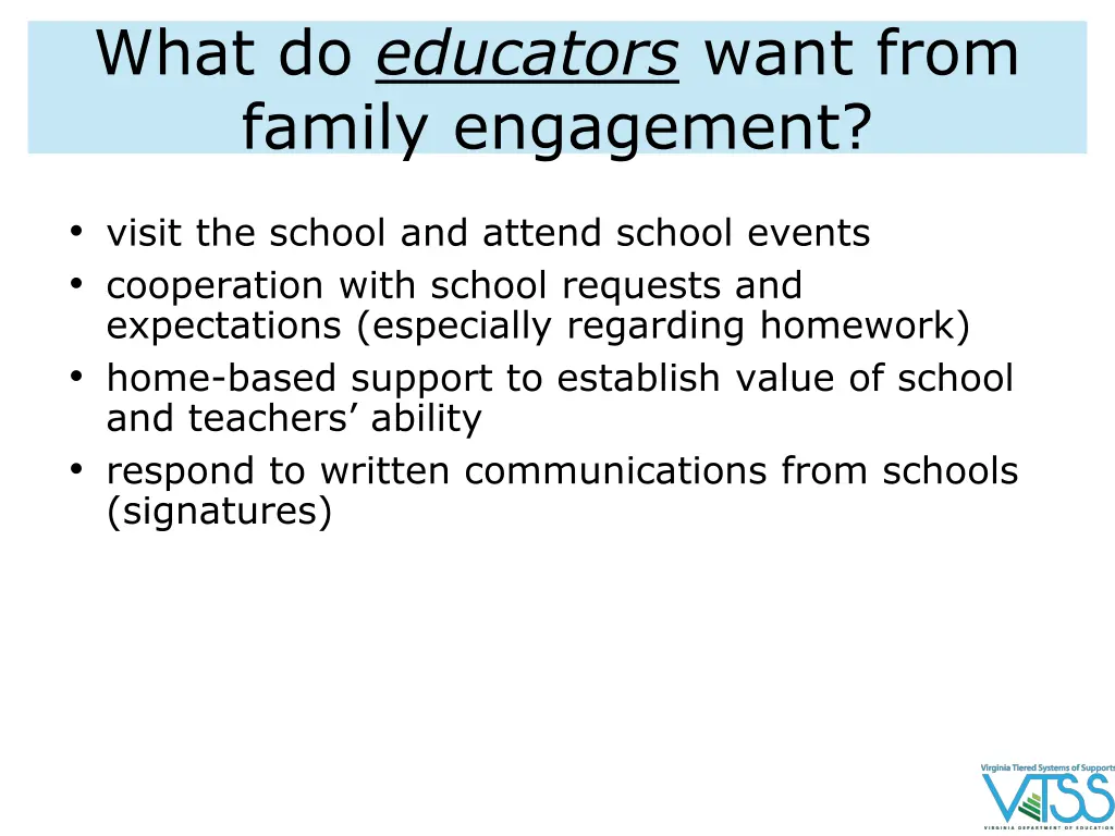 what do educators want from family engagement