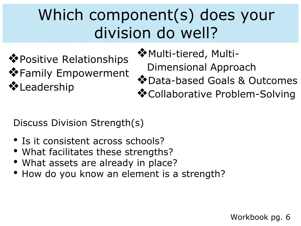 which component s does your division do well