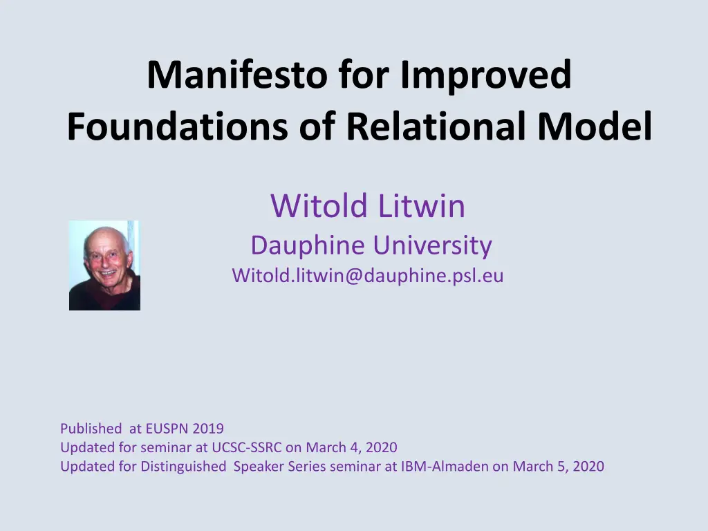 manifesto for improved foundations of relational