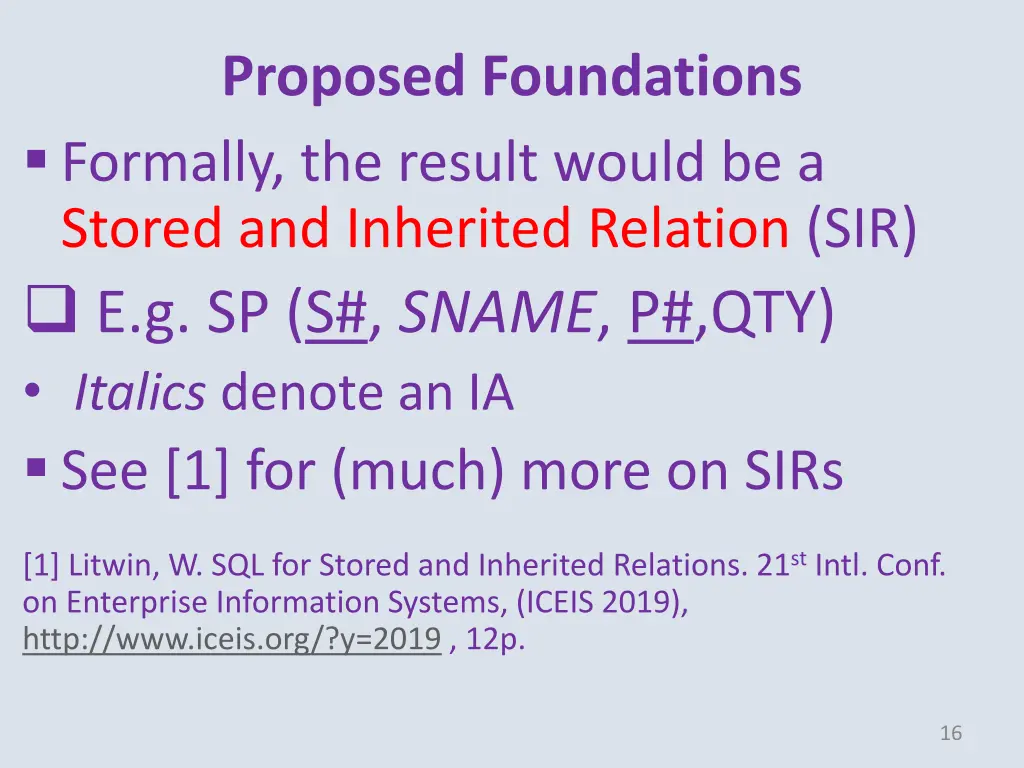 proposed foundations formally the result would