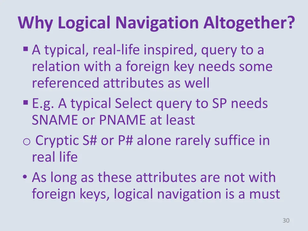 why logical navigation altogether a typical real