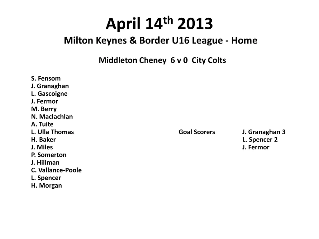 april 14 th 2013 milton keynes border u16 league