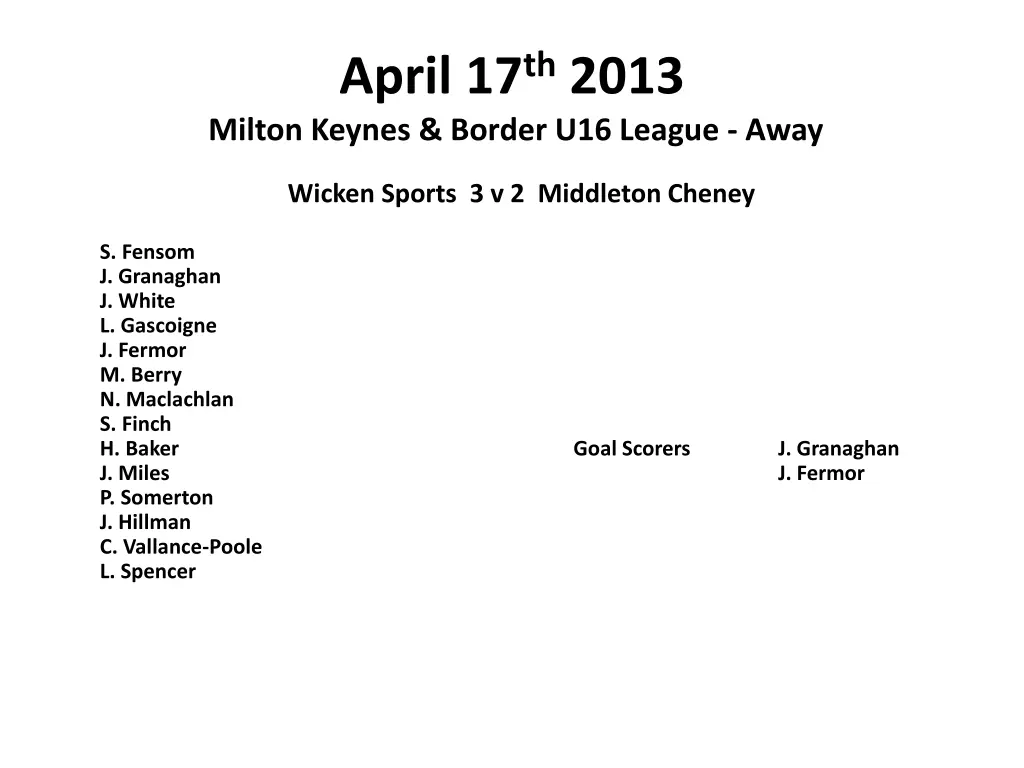 april 17 th 2013 milton keynes border u16 league