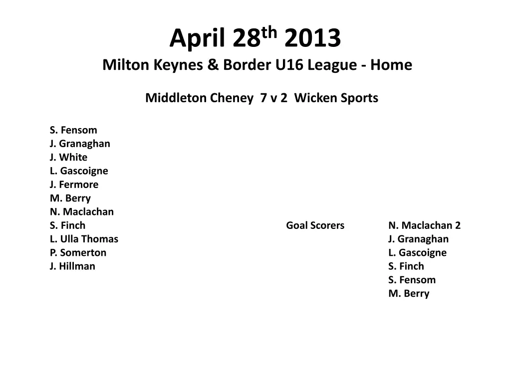 april 28 th 2013 milton keynes border u16 league