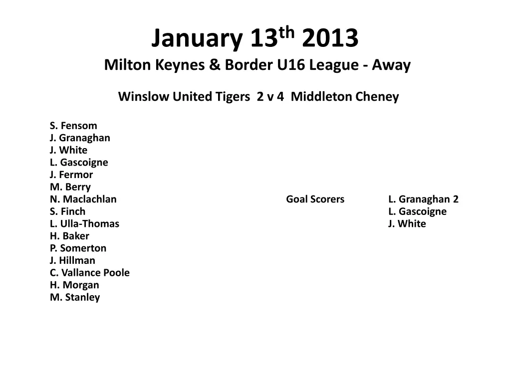 january 13 th 2013 milton keynes border