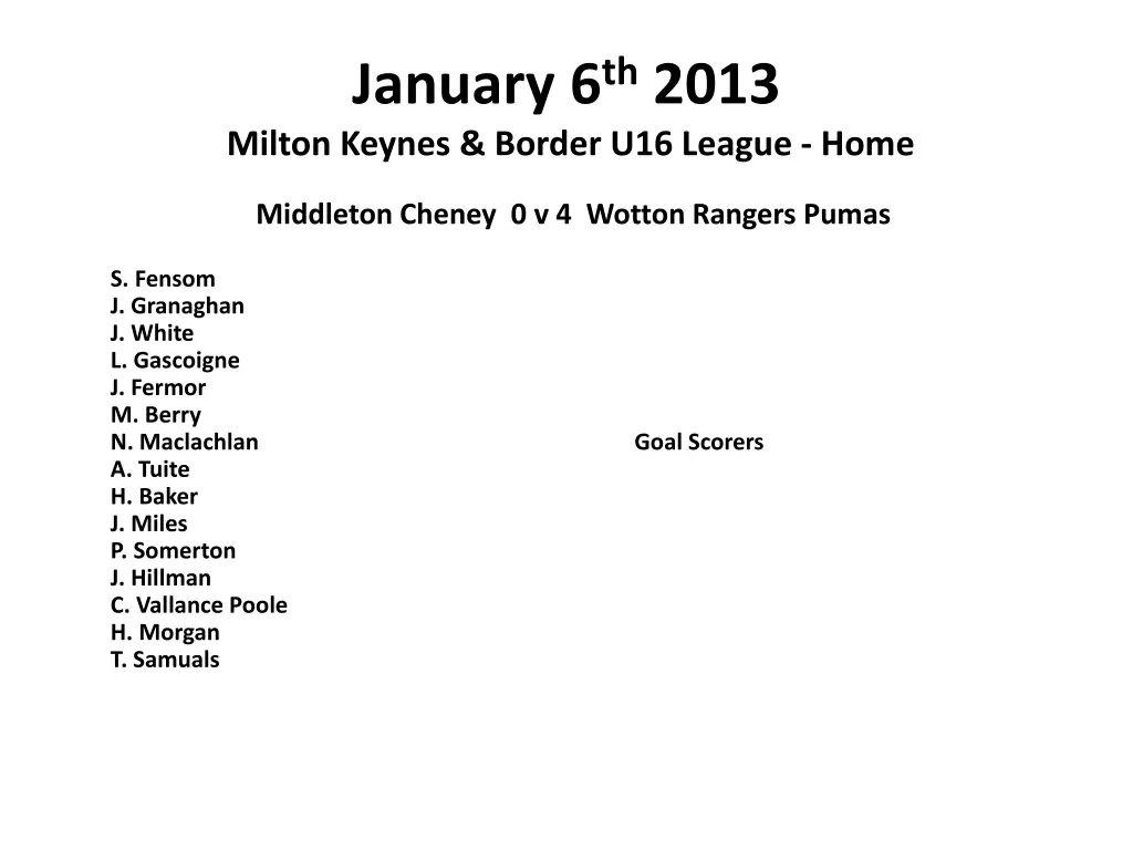 january 6 th 2013 milton keynes border u16 league