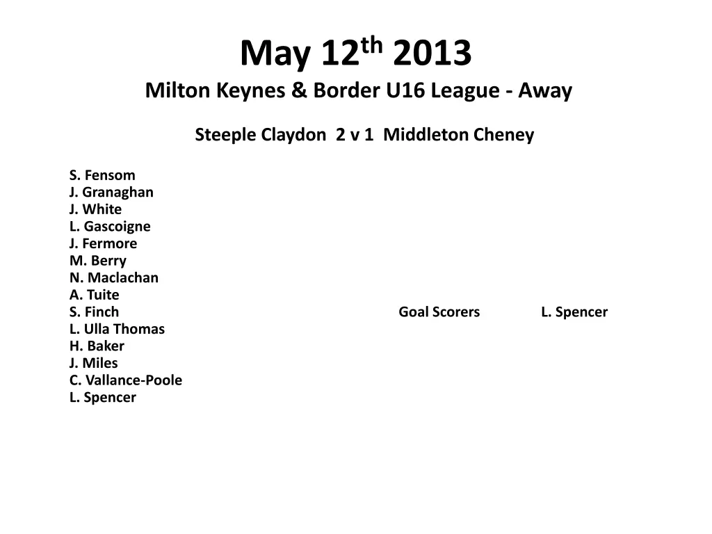 may 12 th 2013 milton keynes border u16 league