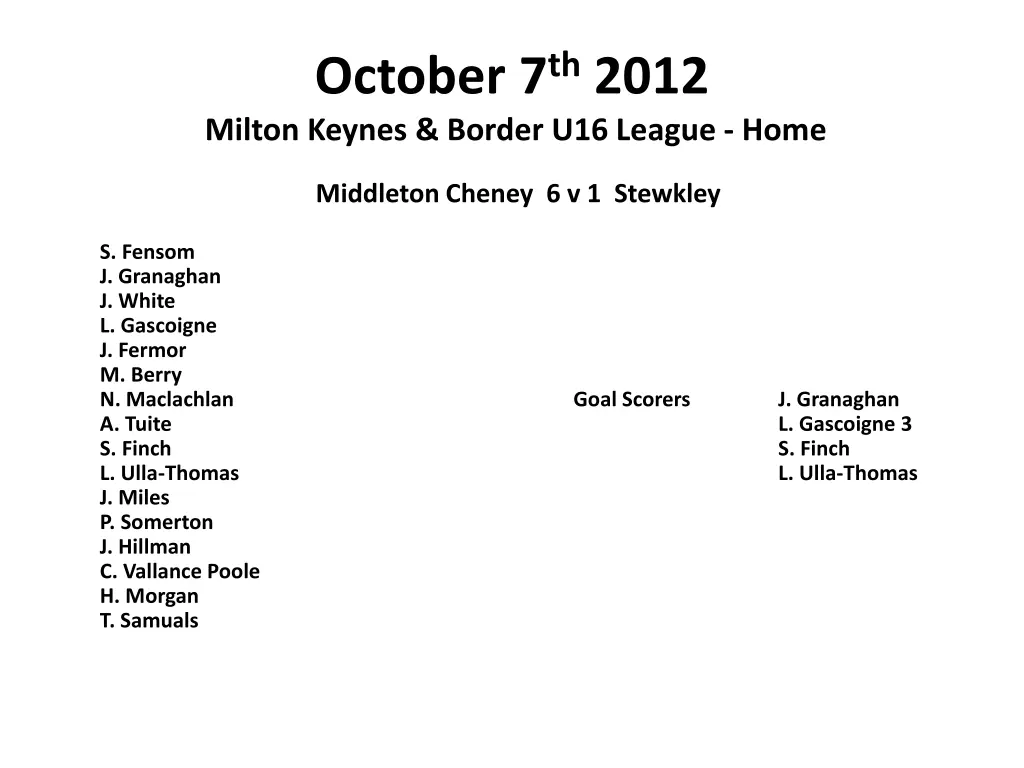 october 7 th 2012 milton keynes border u16 league
