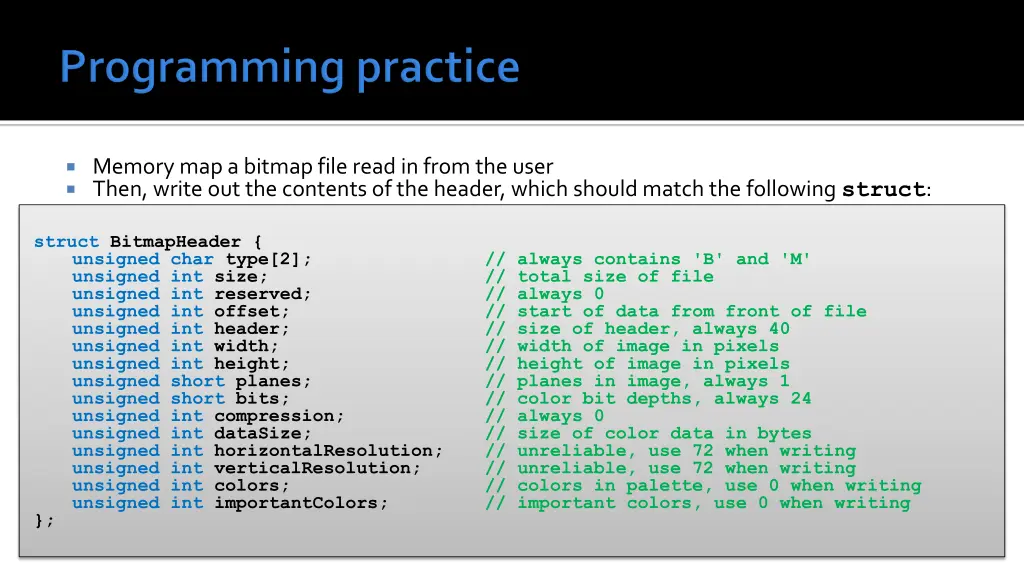 memory map a bitmap file read in from the user