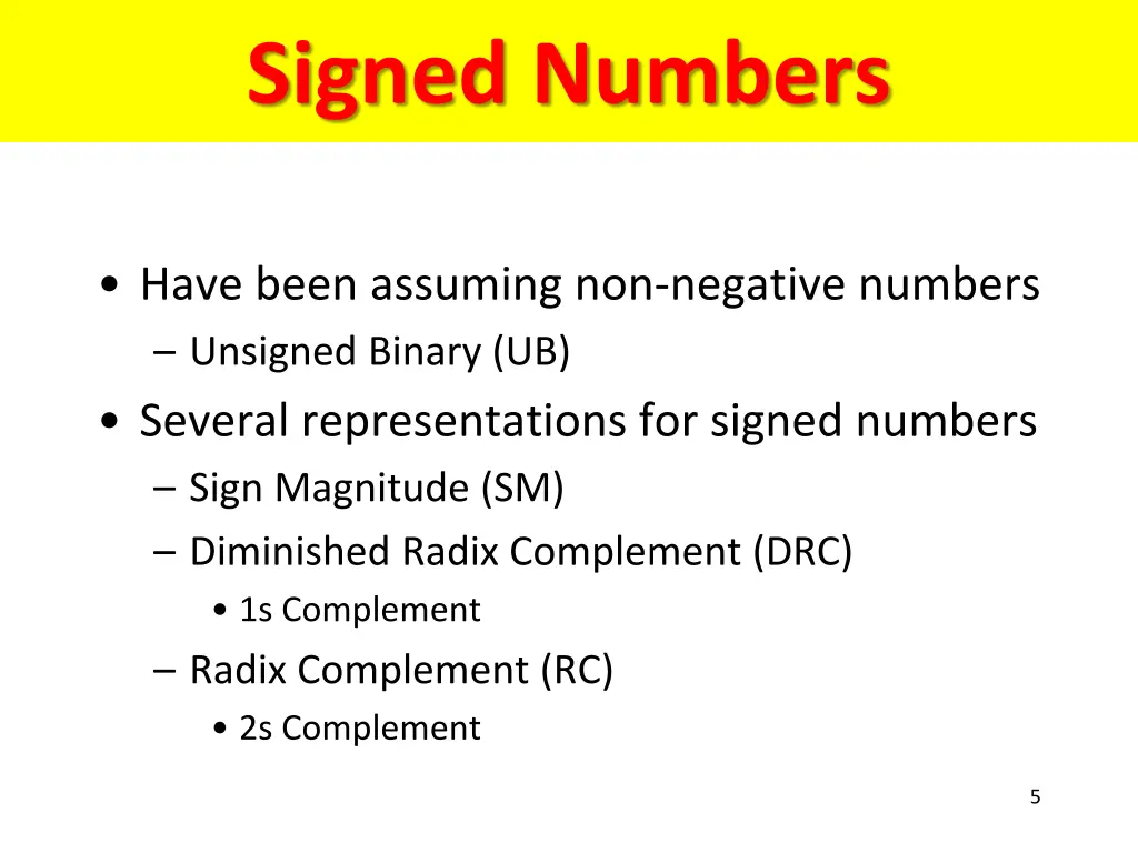 signed numbers