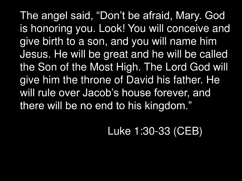 the angel said don t be afraid mary