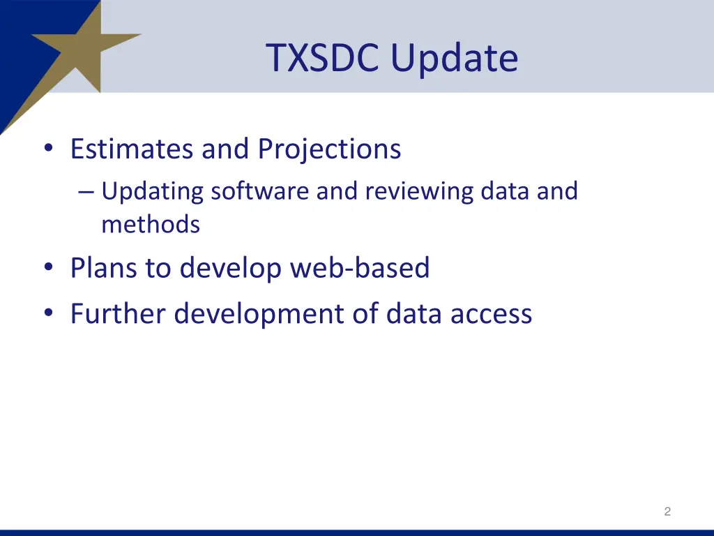 txsdc update