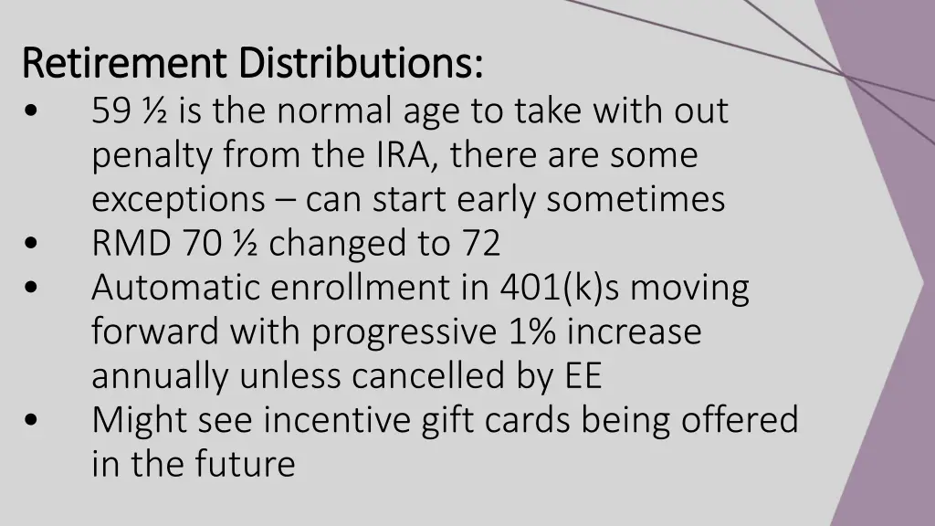 retirement distributions retirement distributions