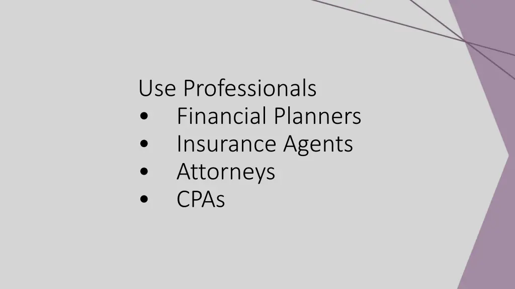 use professionals financial planners insurance