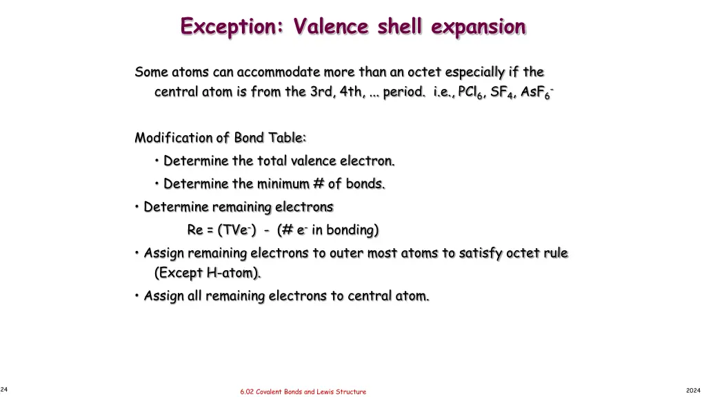 exception valence shell expansion