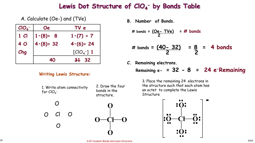 lewis dot structure of clo 4 by bonds table