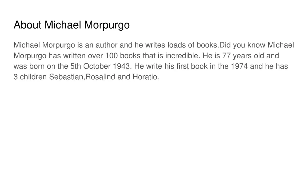 about michael morpurgo