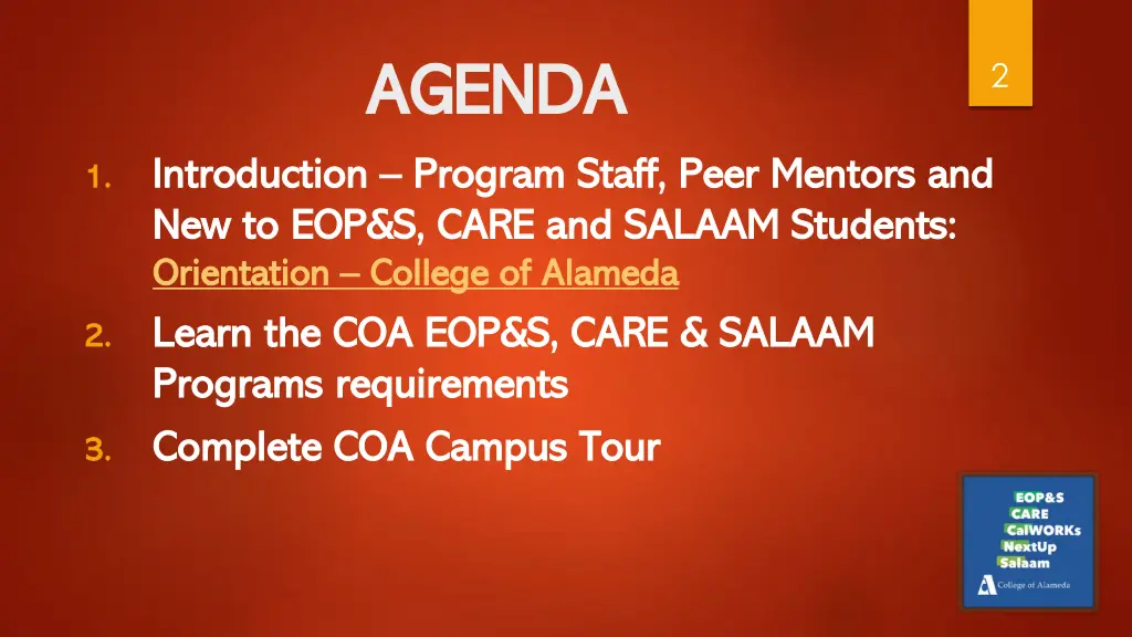agenda agenda program staff peer mentors