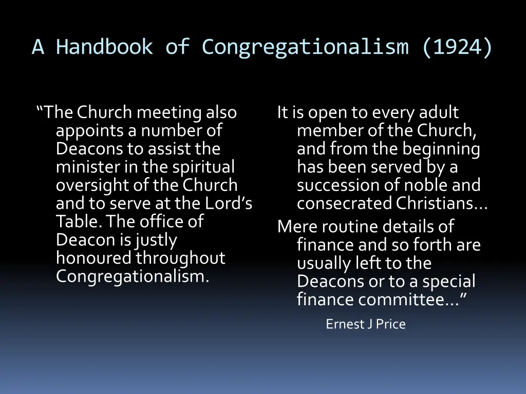 a handbook of congregationalism 1924