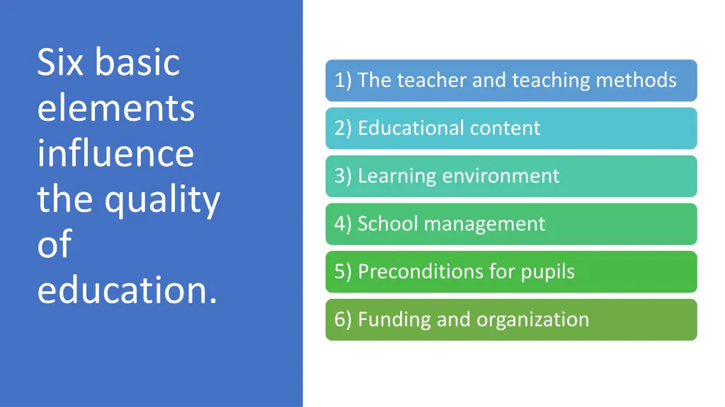 six basic elements influence the quality