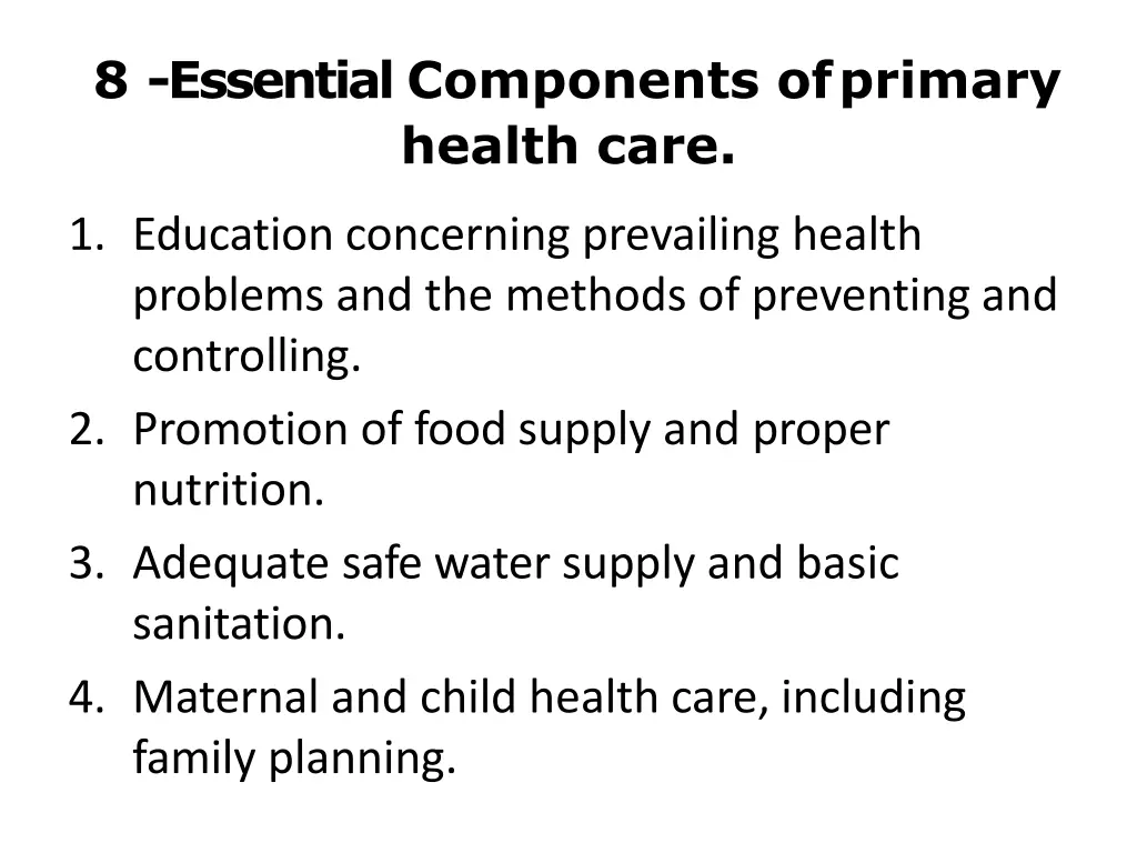8 essential components ofprimary health care