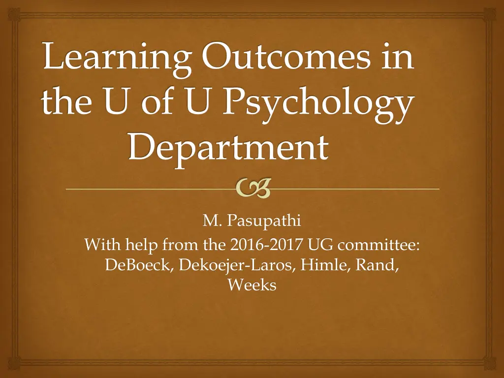 learning outcomes in the u of u psychology